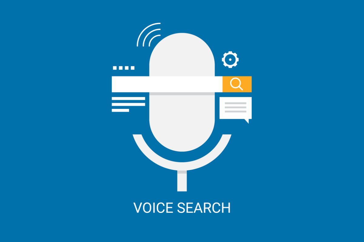 Voice Search Optimization blue background